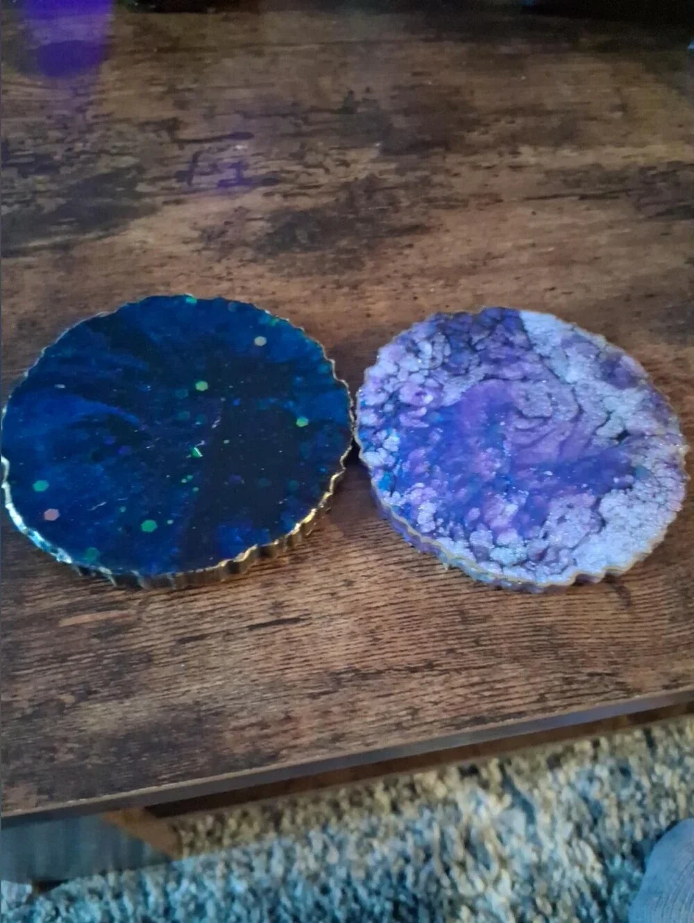 Handmade Galaxy Coaster Set - Purple & Navy Blue